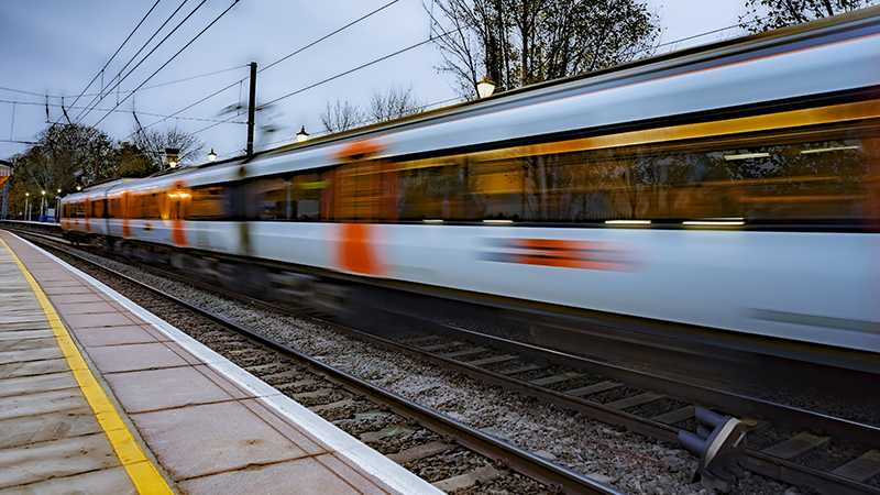 A blurred train at high-speed.